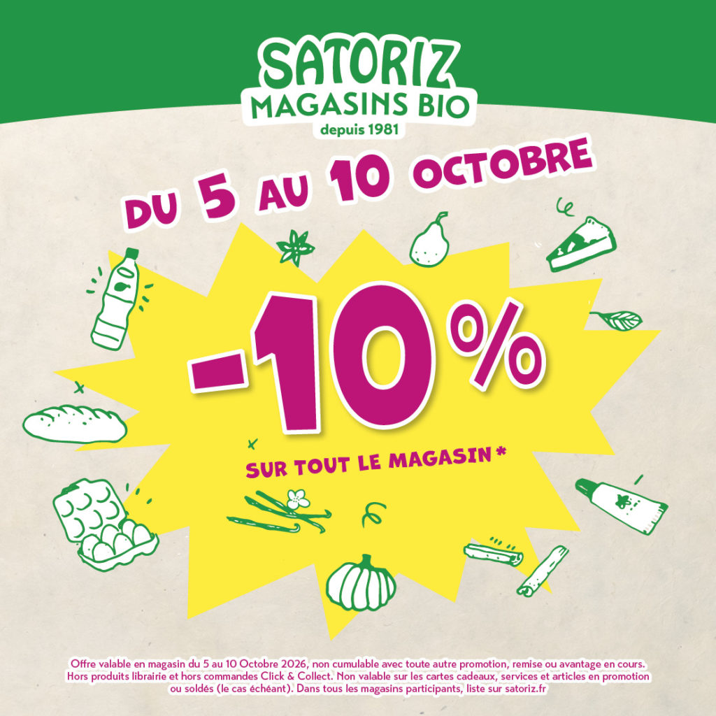 Du 5 au 10 octobre, -10% sur tout le magasin.